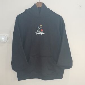 Primitive Black Hoodie with Floral Embroidery